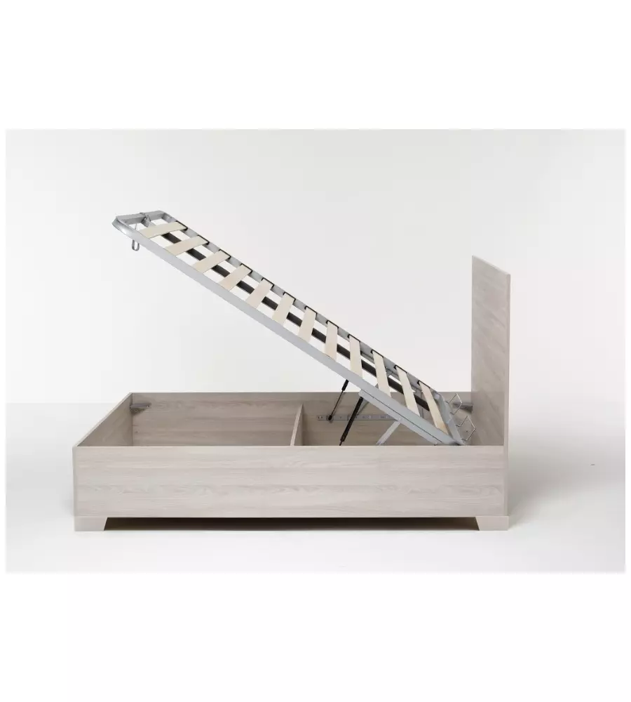 LETTO MATRIMONIALE CONTENITORE CON PIEDINI "HI BOX" OLMO NATURALE 160X190 CM